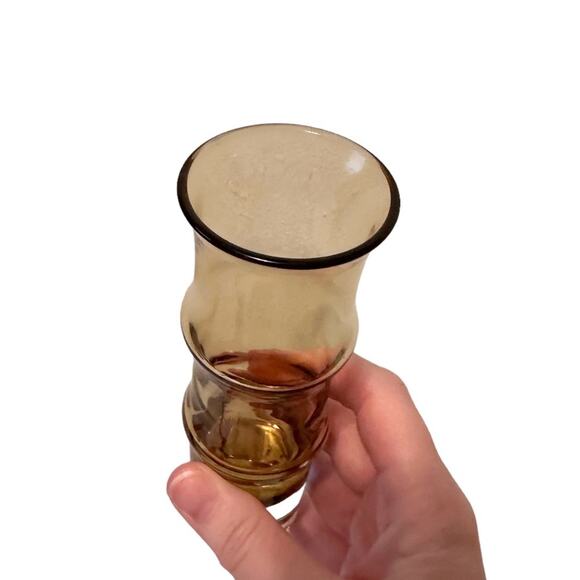 Vintage Bo Borgstrom Bamboo Glass Vase Amber MOD Scandinavian Aseda - Picture 8 of 9